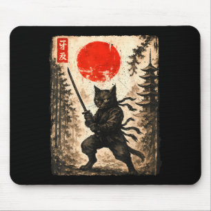 Samurai-Katze japanisch Männer Jungen Kinder Grafi Mousepad