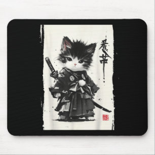 Samurai-Katze japanische Kunst Sumi-e Neuheit Kawa Mousepad