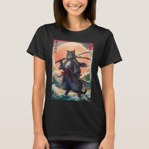 Samurai-Katze japanische Kunst Vintage-Ninja-Katze T-Shirt