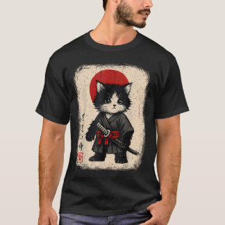 Samurai-Katze Japanischer Vintage Kawaii Lustig T-Shirt