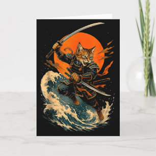 Samurai-Katze japanischer Vintage-Ukiyo-e-Katze An Karte