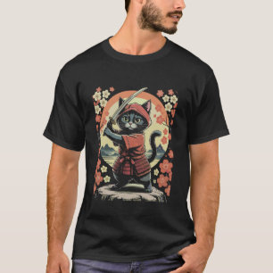 Samurai-Katze japanisches Kampfsport-Kätzchen T-Shirt