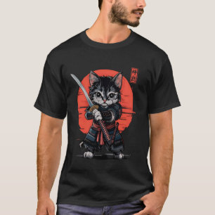 Samurai-Katze Kitten Vintage Japanische Ukiyo-e-Ku T-Shirt