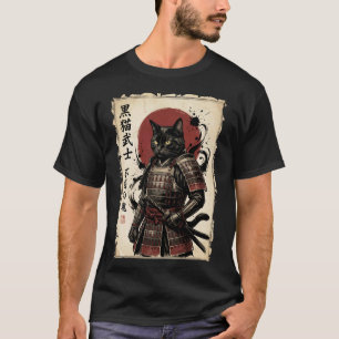Samurai-Katze Krieger Anime Japanische Kunst Kawai T-Shirt