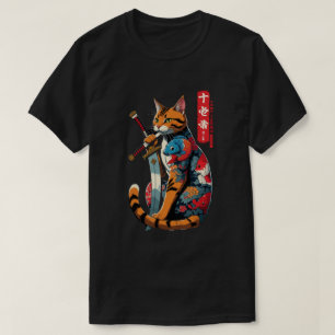 Samurai-Katze Krieger – Epischer Japanischer Tatto T-Shirt