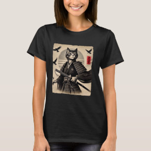 Samurai-Katze Krieger japanische Kunst Katze Ukiyo T-Shirt