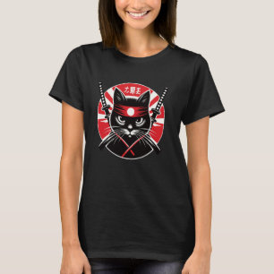 Samurai-Katze Krieger Katana Japanische Ninja-Kuns T-Shirt