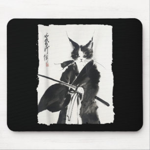 Samurai-Katze Krieger-Tinte - Japanische Kunst Kat Mousepad