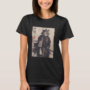 Samurai-Katze Krieger Ukiyo-Tinte-Kunstwerk Katze  T-Shirt