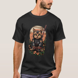 Samurai-Katze-Ninja-Hai Kanagawa-Tee T-Shirt