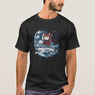 Samurai-Katze Ninja Japanische Katze Hai Kanagawa T-Shirt