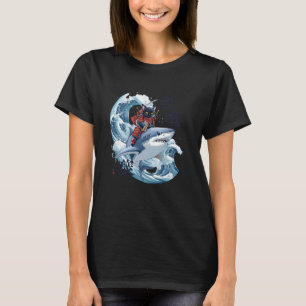 Samurai-Katze Ninja Japanische Katzen-Hai Kanagawa T-Shirt