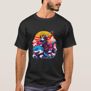 Samurai-Katze - Retro-Ninja-Japanische-Katzen-Hai T-Shirt