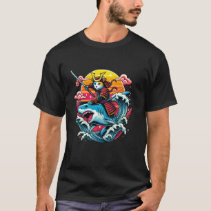 Samurai-Katze - Retro-Ninja-Japanische-Katzen-Hai T-Shirt