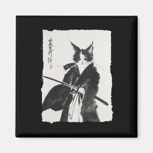 Samurai-Katze-Tee Vintage Ukiyo-e Krieger Kunst Gr Magnet