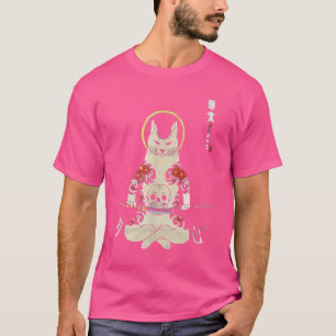 Samurai Katze und bestickt für Maske Coole Retro T T-Shirt