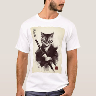 Samurai-Katze, wilde japanische Kunst T-Shirt