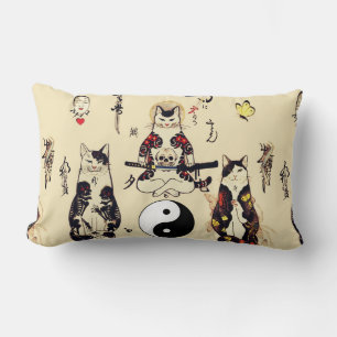 SAMURAI-KATZEN IN SKULL,SKELETON,BUTTERFLY-TATTOOS LENDENKISSEN