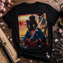 Samurai-Katzen-Shirt | Süßes Japanisches Krieger-T