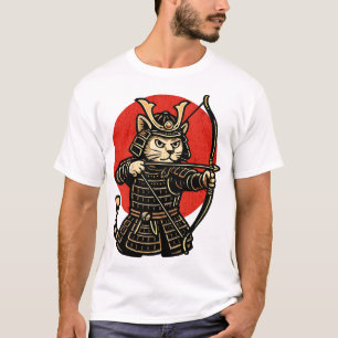 Samurai-Katzenbogenschütze, japanischer Krieger Ne T-Shirt
