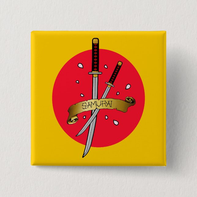 Samurai-Klinge-Tätowierung Button (Vorderseite)