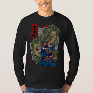 Samurai-Krieger gegen furchterregenden Drachen jap T-Shirt