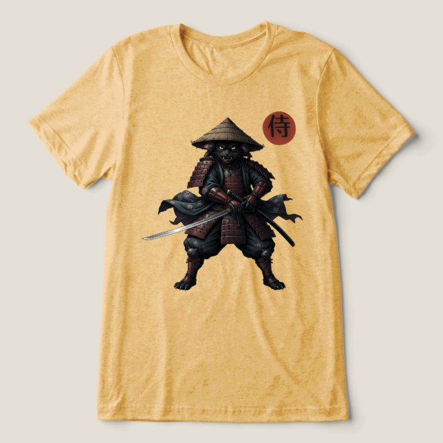 Samurai-Kriegerkatze Tri-Blend Shirt (Design Vorderseite)