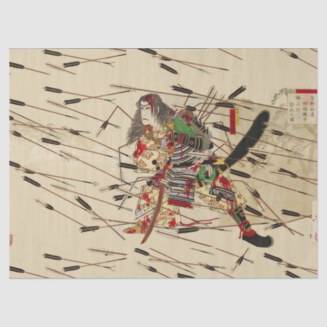 SAMURAI MASATSURA BEKÄMPFT SICH IN DER ARROWS-DUSC SEIDENPAPIER (Vorderseite)