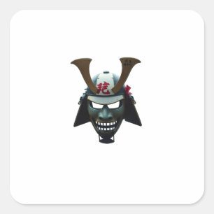 Samurai-Maske Quadratischer Aufkleber
