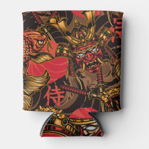 Samurai maskieren japanisches Muster. Dosenkühler