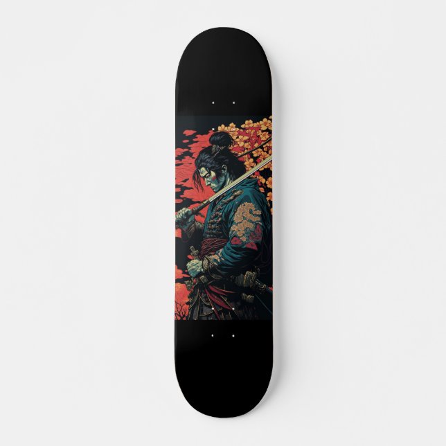 Samurai mit Schwert Skateboard (Vorne)