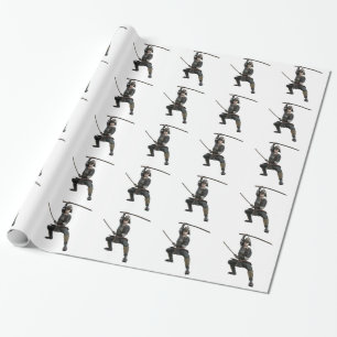 Samurai mit zwei Schwertern bereiten das Schauen Geschenkpapier