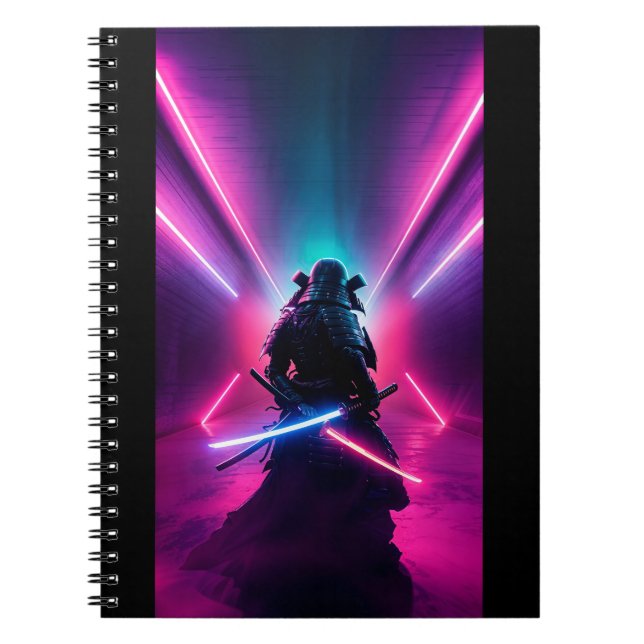 Samurai Neon Art Notizblock (Vorderseite)