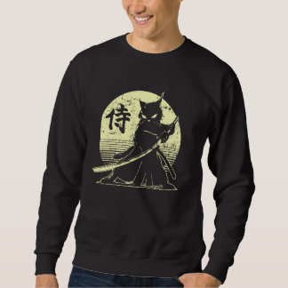 Samurai Ninja Cat Japanese Art Kawaii Anime Retro  Sweatshirt