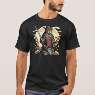 Samurai-Ninja-Katze Vintage Japanisch T-Shirt