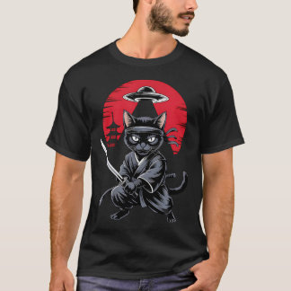 Samurai-Ninja-Katzenkrieger-Ufo-Japanischer-Anime T-Shirt