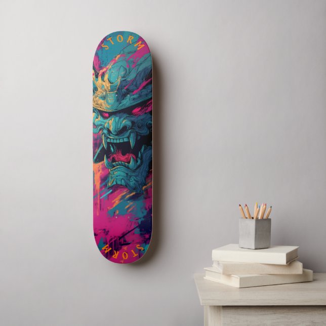 Samurai Oni Mask Graffiti Art - Limited Edition Skateboard (Wandkunst)