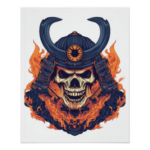 Samurai-Oni-Schädel Poster