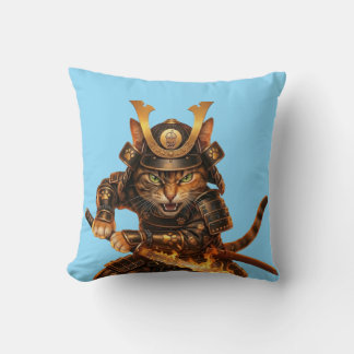 Samurai Orange Cat - Japanische Kunst Wurfkissen Kissen