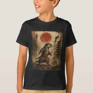 Samurai Otter japanische Vintage Funny Gifts Graph T-Shirt