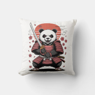 Samurai-Panda-Bär-Wurfkissen 40 cm x 40 cm Kissen