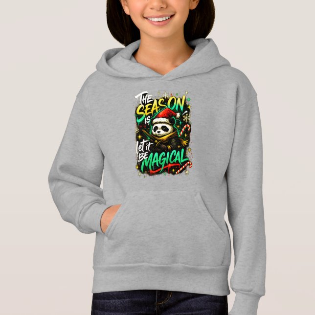 Samurai Panda Girls' Hoodie Magical Christmas art (Vorderseite)