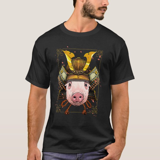 Samurai Pig Farmer Japanese Warrior Bushido Japane T-Shirt (Vorderseite)