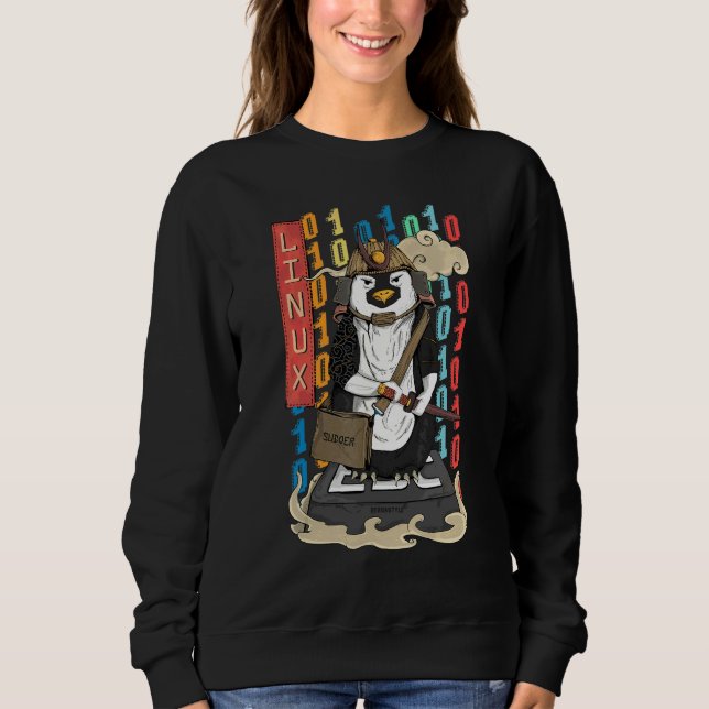 Samurai Pinguin  Ein Linux Pinguin Sweatshirt (Vorderseite)