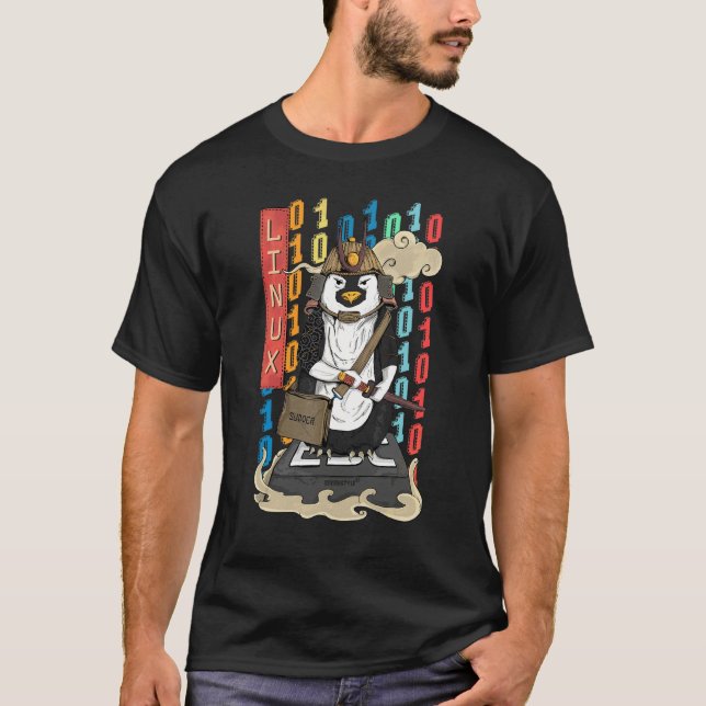Samurai Pinguin  Ein Linux Pinguin T-Shirt (Vorderseite)