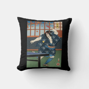 Samurai Play Table Tennis Ping Pong Ukiyoe Kissen