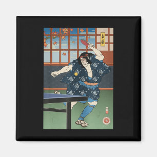 Samurai Play Table Tennis Ping Pong Ukiyoe Magnet