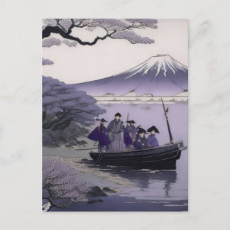 Samurai-Postkarte Mount Fuji Japanische Kunst Postkarte