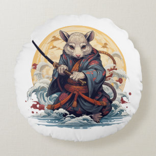Samurai-Ratte-Wurfkissen Rundes Kissen