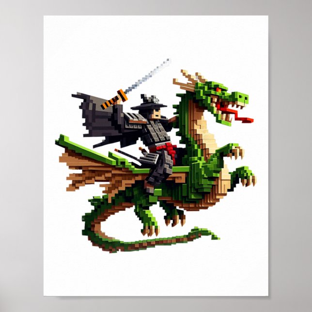 Samurai-Reitdrache-Charakter-Gaming-Design-Bloc Poster (Vorne)